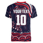 Personalized Melbourne Demons Mascot Women V-Neck T-Shirt Aboriginal Dot Art - Dreamtime Football Mascot