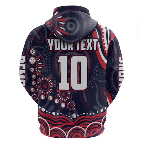 Personalized Melbourne Demons Mascot Zip Hoodie Aboriginal Dot Art - Dreamtime Football Mascot