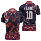 Personalized Melbourne Demons Mascot Zipper Polo Shirt Aboriginal Dot Art - Dreamtime Football Mascot