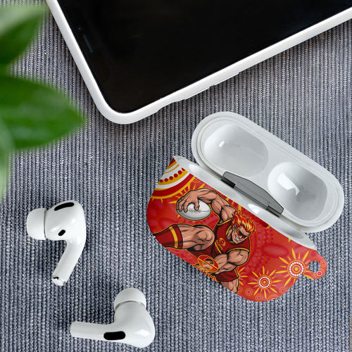 Personalized Gold Coast Suns Mascot AirPods Case Aboriginal Dot Art - Dreamtime Football Mascot