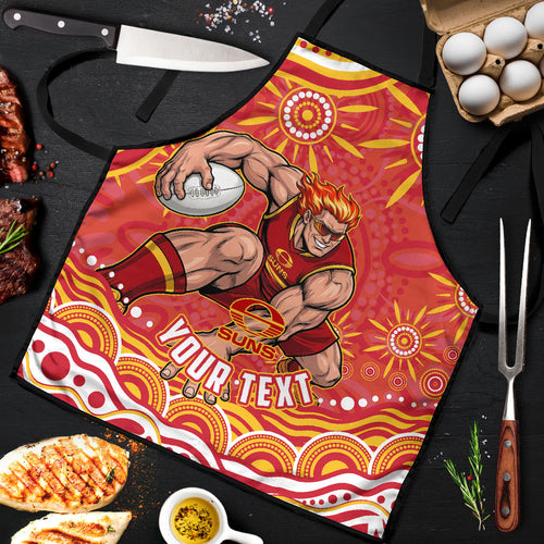 Personalized Gold Coast Suns Mascot Apron Aboriginal Dot Art - Dreamtime Football Mascot