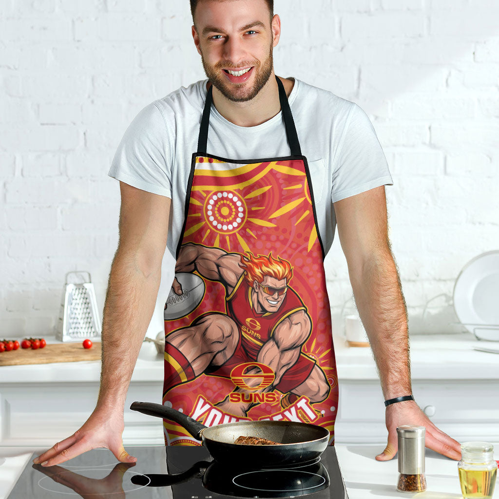 Personalized Gold Coast Suns Mascot Apron Aboriginal Dot Art - Dreamtime Football Mascot