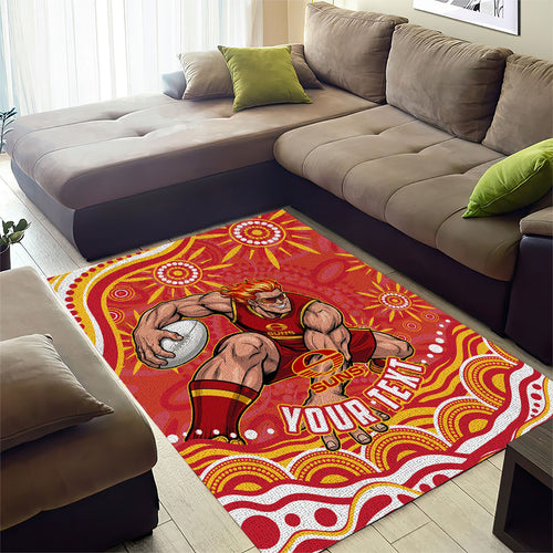 Personalized Gold Coast Suns Mascot Area Rug Aboriginal Dot Art - Dreamtime Football Mascot