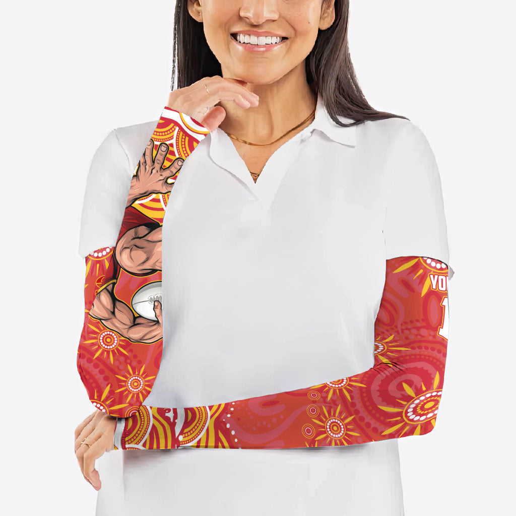 Personalized Gold Coast Suns Mascot Arm Sleeves Aboriginal Dot Art - Dreamtime Football Mascot