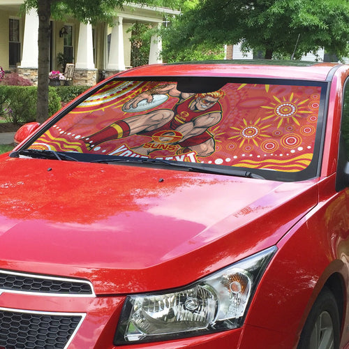 Personalized Gold Coast Suns Mascot Auto Sun Shade Aboriginal Dot Art - Dreamtime Football Mascot