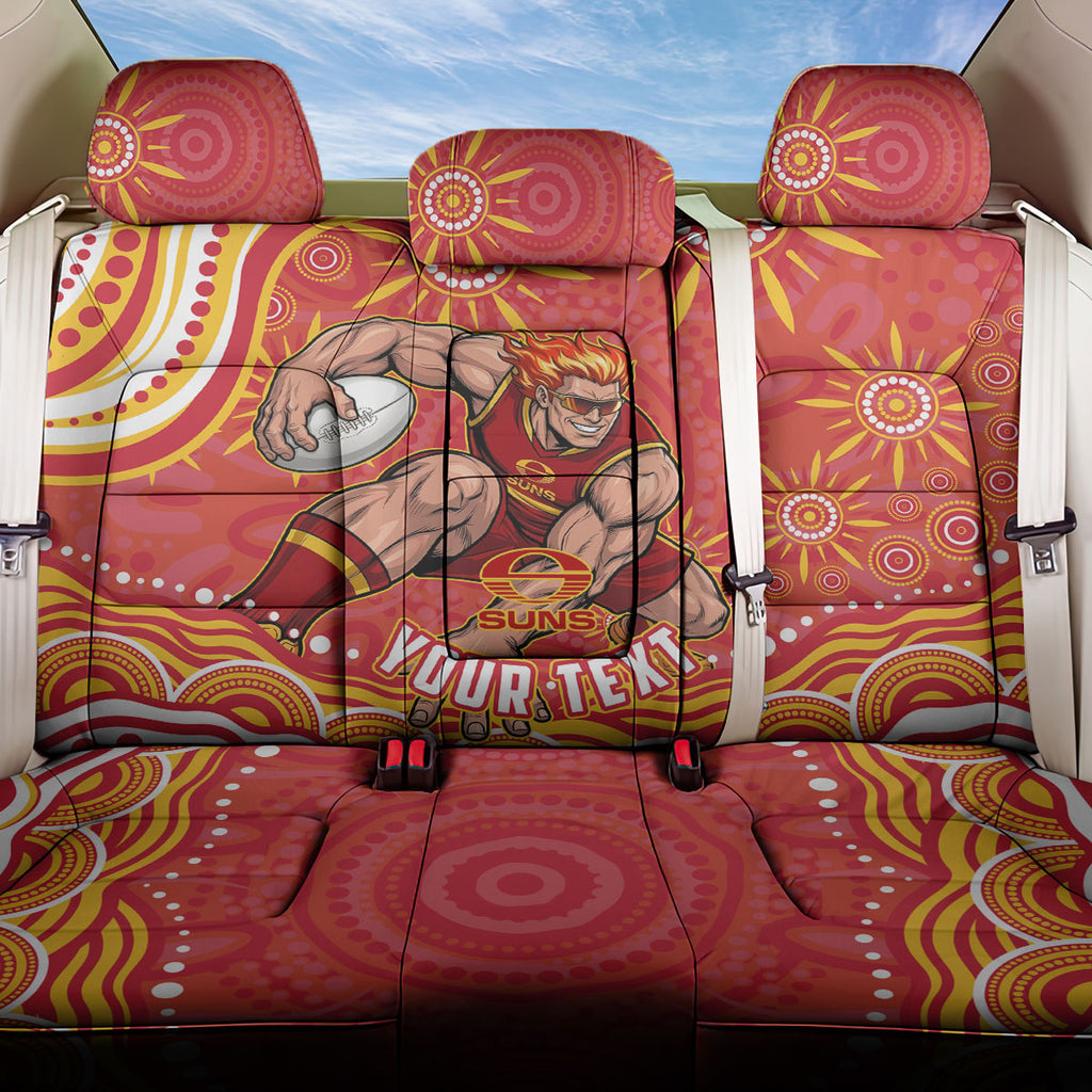 Personalized Gold Coast Suns Mascot Back Car Seat Cover Aboriginal Dot Art - Dreamtime Football Mascot