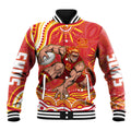Personalized Gold Coast Suns Mascot Baseball Jacket Aboriginal Dot Art - Dreamtime Football Mascot