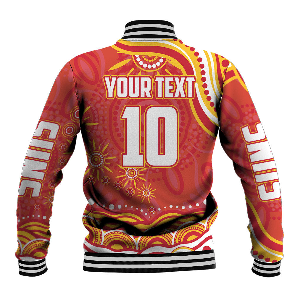 Personalized Gold Coast Suns Mascot Baseball Jacket Aboriginal Dot Art - Dreamtime Football Mascot