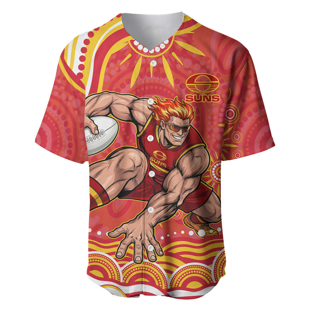 Personalized Gold Coast Suns Mascot Baseball Jersey Aboriginal Dot Art - Dreamtime Football Mascot