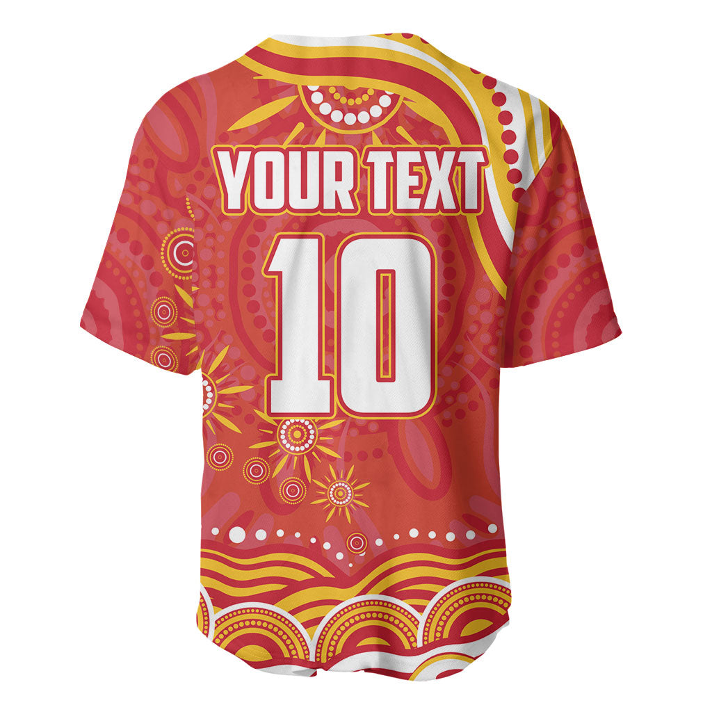 Personalized Gold Coast Suns Mascot Baseball Jersey Aboriginal Dot Art - Dreamtime Football Mascot