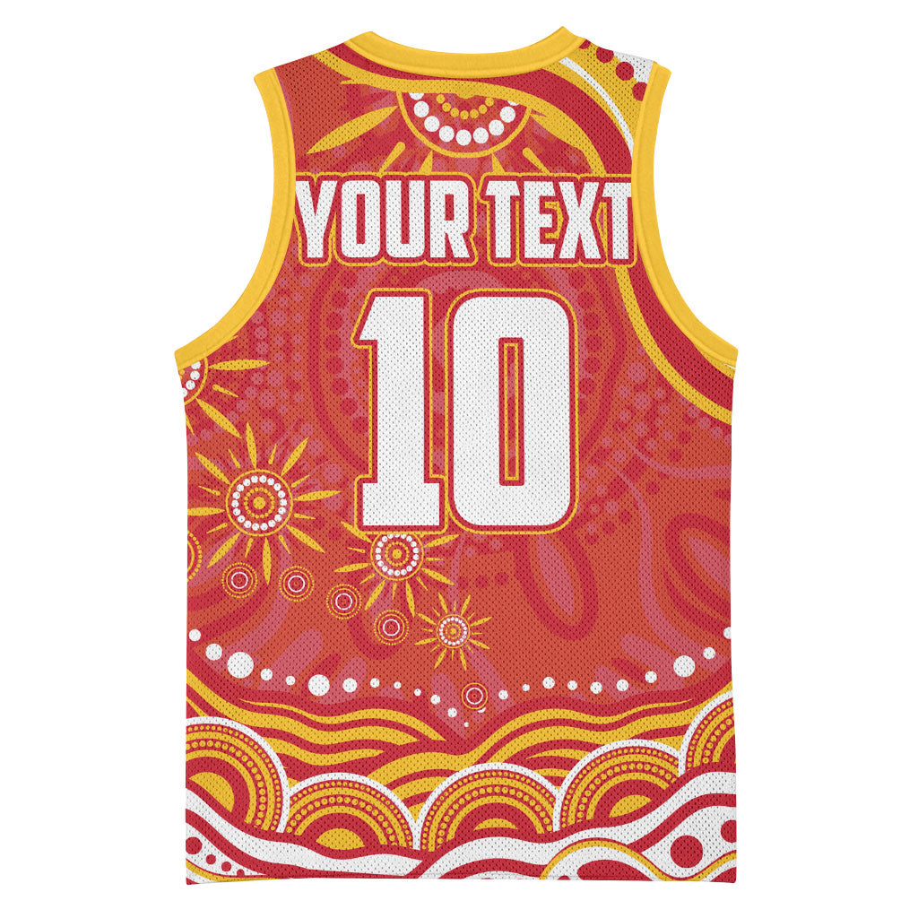 Personalized Gold Coast Suns Mascot Basketball Jersey Aboriginal Dot Art - Dreamtime Football Mascot