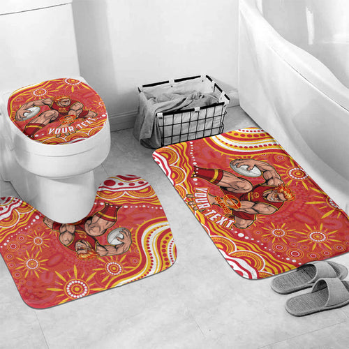 Personalized Gold Coast Suns Mascot Bathroom Set Aboriginal Dot Art - Dreamtime Football Mascot