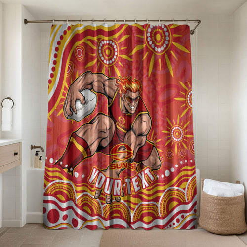 Personalized Gold Coast Suns Mascot Bathroom Set Aboriginal Dot Art - Dreamtime Football Mascot