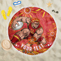 Personalized Gold Coast Suns Mascot Beach Blanket Aboriginal Dot Art - Dreamtime Football Mascot