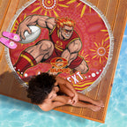 Personalized Gold Coast Suns Mascot Beach Blanket Aboriginal Dot Art - Dreamtime Football Mascot