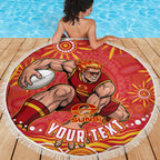 Personalized Gold Coast Suns Mascot Beach Blanket Aboriginal Dot Art - Dreamtime Football Mascot
