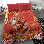 Personalized Gold Coast Suns Mascot Bedding Set Aboriginal Dot Art - Dreamtime Football Mascot
