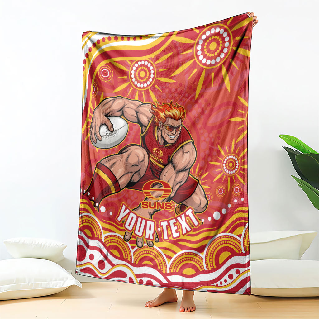 Personalized Gold Coast Suns Mascot Blanket Aboriginal Dot Art - Dreamtime Football Mascot