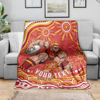 Personalized Gold Coast Suns Mascot Blanket Aboriginal Dot Art - Dreamtime Football Mascot
