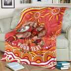 Personalized Gold Coast Suns Mascot Blanket Aboriginal Dot Art - Dreamtime Football Mascot