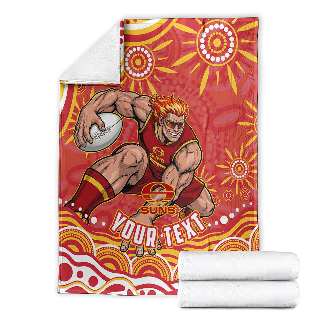 Personalized Gold Coast Suns Mascot Blanket Aboriginal Dot Art - Dreamtime Football Mascot