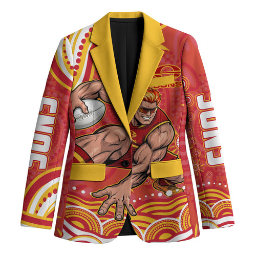 Personalized Gold Coast Suns Mascot Blazer Aboriginal Dot Art - Dreamtime Football Mascot