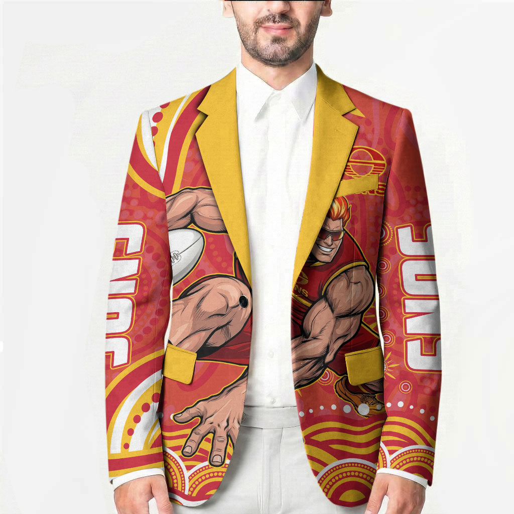Personalized Gold Coast Suns Mascot Blazer Aboriginal Dot Art - Dreamtime Football Mascot