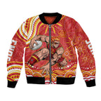 Personalized Gold Coast Suns Mascot Bomber Jacket Aboriginal Dot Art - Dreamtime Football Mascot