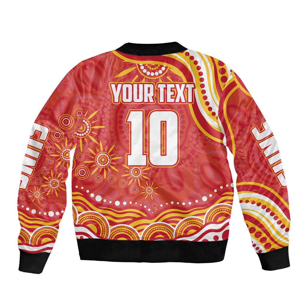 Personalized Gold Coast Suns Mascot Bomber Jacket Aboriginal Dot Art - Dreamtime Football Mascot