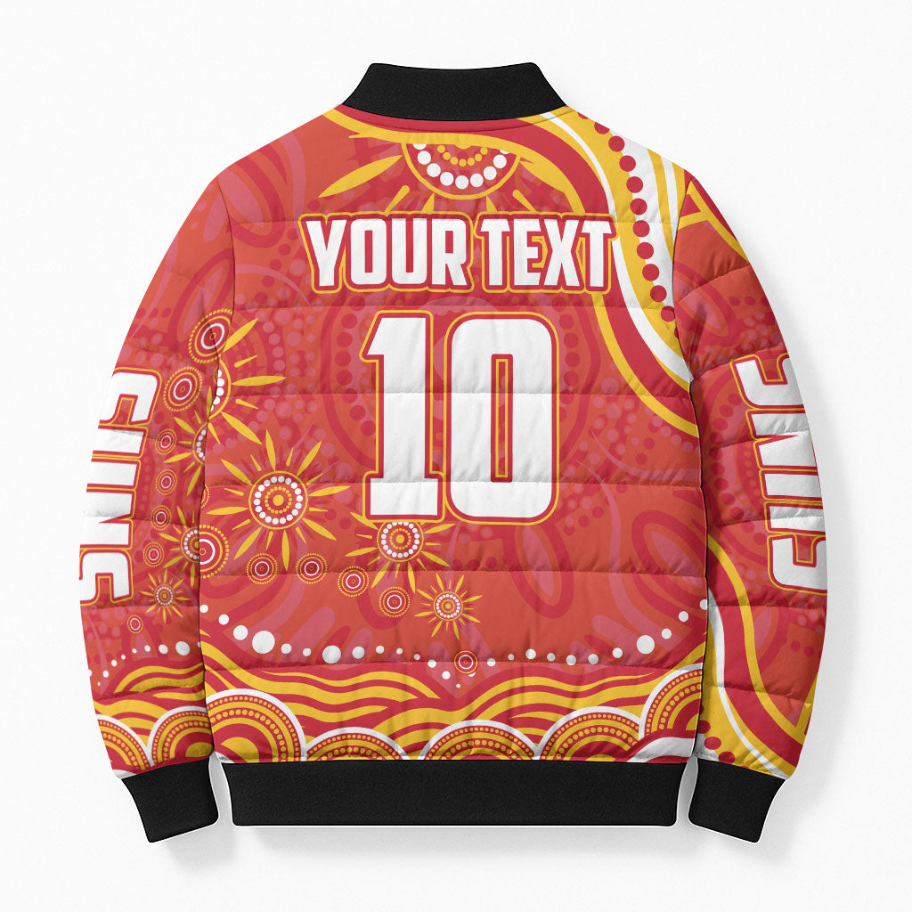 Personalized Gold Coast Suns Mascot Bomber Puffer Jacket Aboriginal Dot Art - Dreamtime Football Mascot