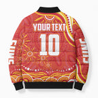 Personalized Gold Coast Suns Mascot Bomber Puffer Jacket Aboriginal Dot Art - Dreamtime Football Mascot