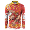 Personalized Gold Coast Suns Mascot Button Sweatshirt Aboriginal Dot Art - Dreamtime Football Mascot