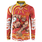 Personalized Gold Coast Suns Mascot Button Sweatshirt Aboriginal Dot Art - Dreamtime Football Mascot
