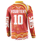 Personalized Gold Coast Suns Mascot Button Sweatshirt Aboriginal Dot Art - Dreamtime Football Mascot