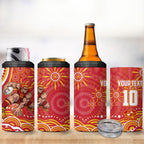 Personalized Gold Coast Suns Mascot 4 in 1 Can Cooler Tumbler Aboriginal Dot Art - Dreamtime Football Mascot