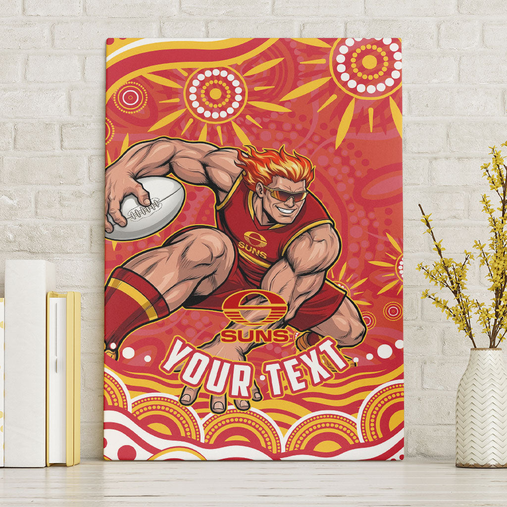 Personalized Gold Coast Suns Mascot Canvas Wall Art Aboriginal Dot Art - Dreamtime Football Mascot