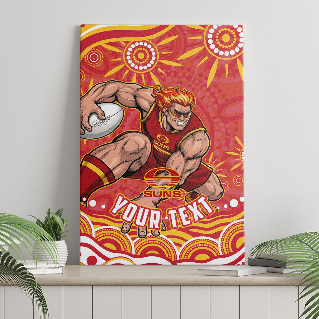 Personalized Gold Coast Suns Mascot Canvas Wall Art Aboriginal Dot Art - Dreamtime Football Mascot