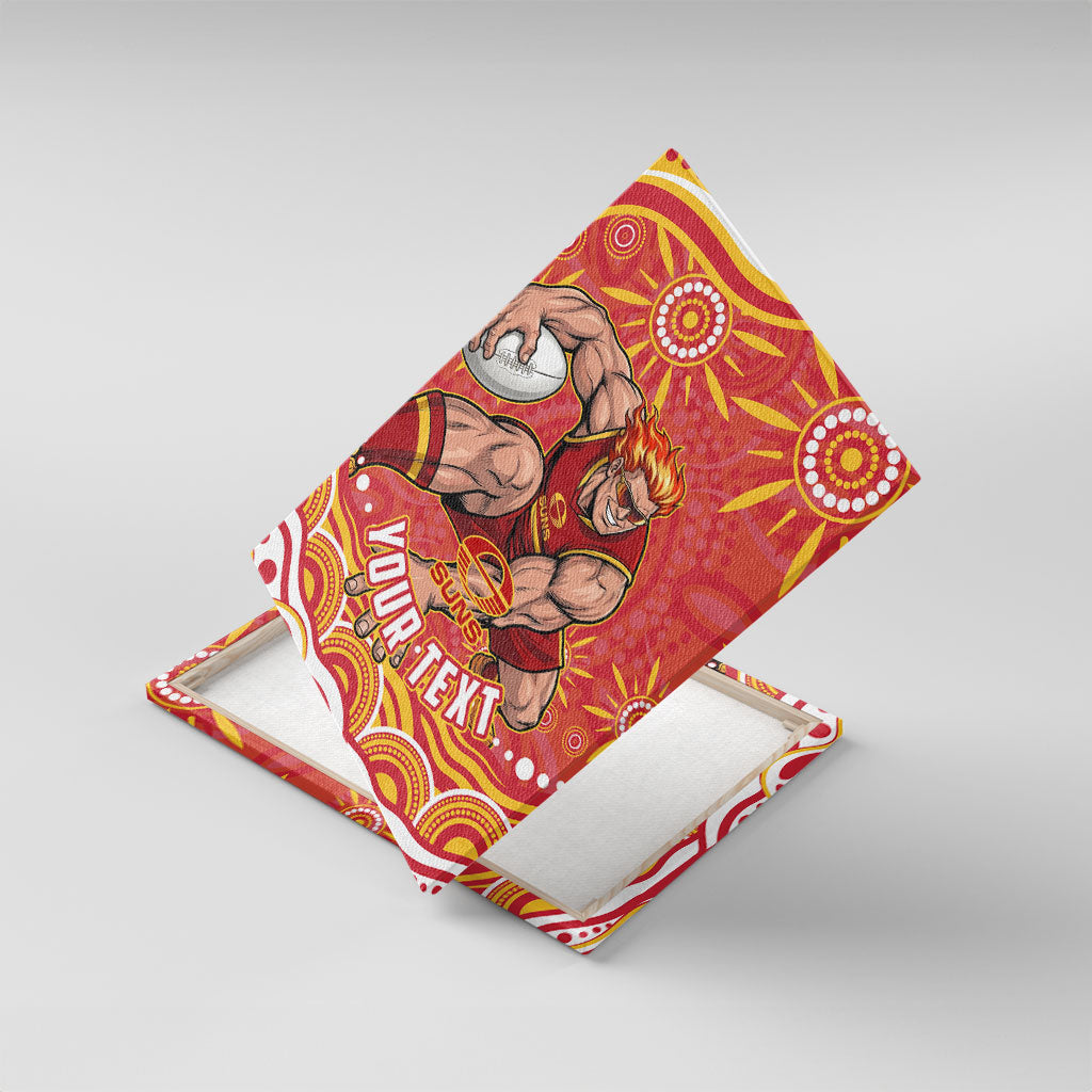 Personalized Gold Coast Suns Mascot Canvas Wall Art Aboriginal Dot Art - Dreamtime Football Mascot