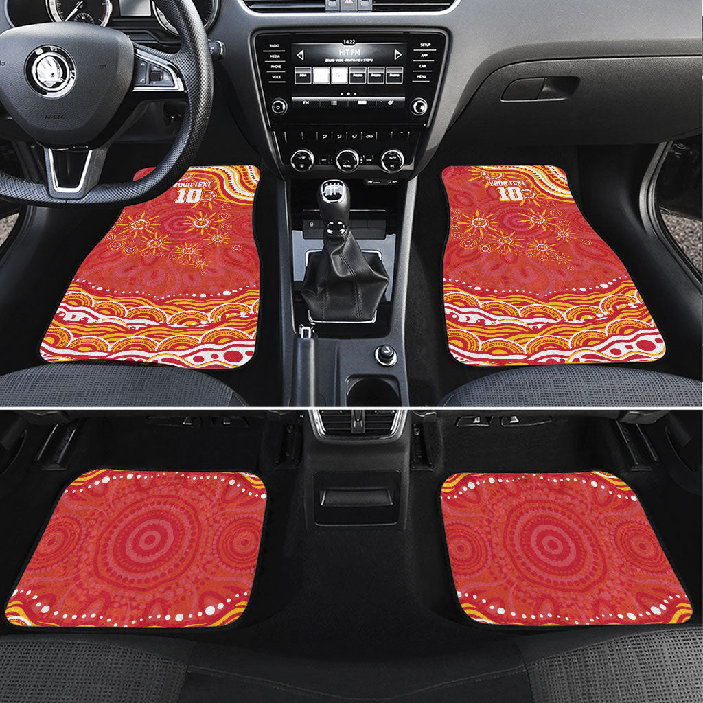 Personalized Gold Coast Suns Mascot Car Mats Aboriginal Dot Art - Dreamtime Football Mascot