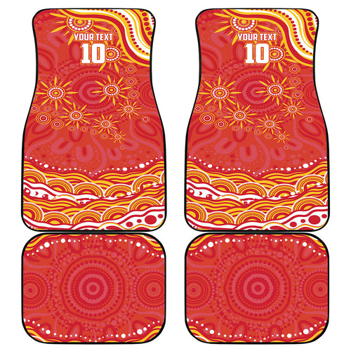 Personalized Gold Coast Suns Mascot Car Mats Aboriginal Dot Art - Dreamtime Football Mascot