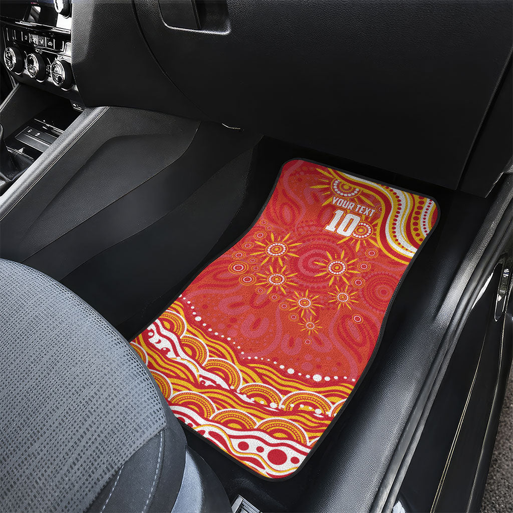 Personalized Gold Coast Suns Mascot Car Mats Aboriginal Dot Art - Dreamtime Football Mascot