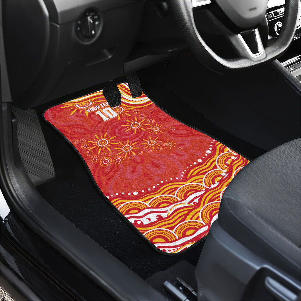 Personalized Gold Coast Suns Mascot Car Mats Aboriginal Dot Art - Dreamtime Football Mascot