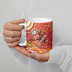 Personalized Gold Coast Suns Mascot Ceramic Mug Aboriginal Dot Art - Dreamtime Football Mascot