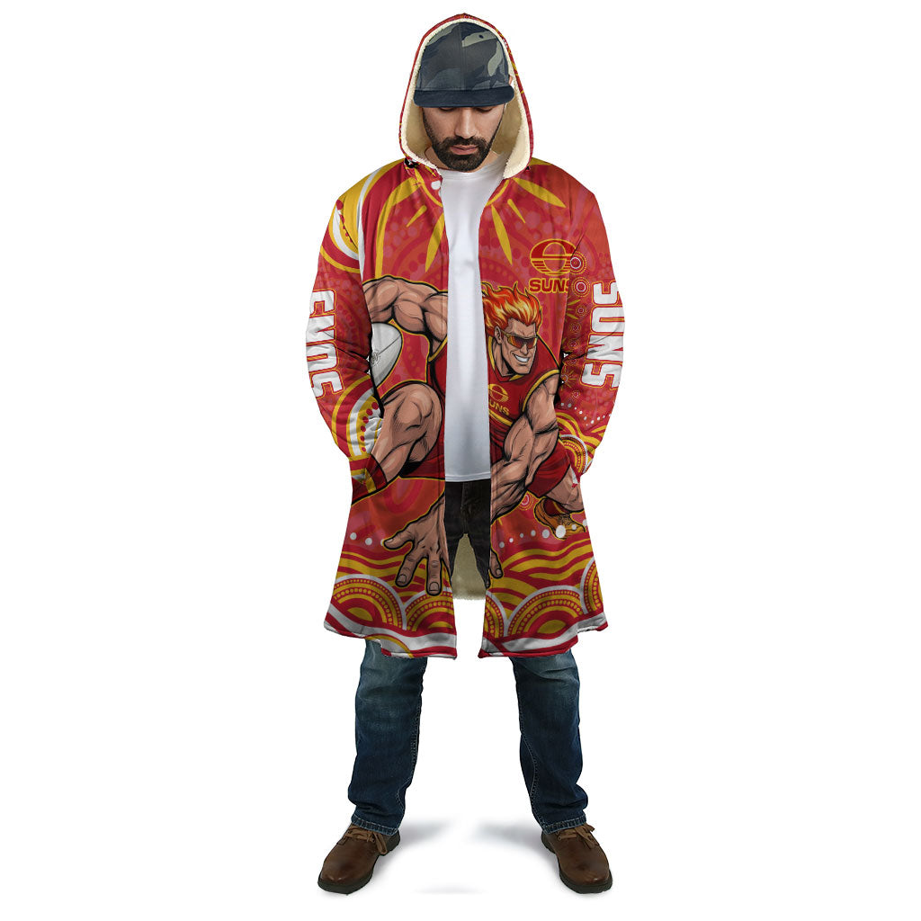 Personalized Gold Coast Suns Mascot Cloak Aboriginal Dot Art - Dreamtime Football Mascot