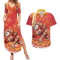 Personalized Gold Coast Suns Mascot Couples Matching Summer Maxi Dress and Hawaiian Shirt Aboriginal Dot Art - Dreamtime Football Mascot