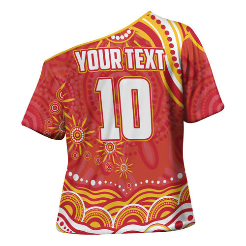 Personalized Gold Coast Suns Mascot Cross Shoulder Shirt Aboriginal Dot Art - Dreamtime Football Mascot