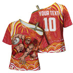 Personalized Gold Coast Suns Mascot Cross Shoulder Shirt Aboriginal Dot Art - Dreamtime Football Mascot