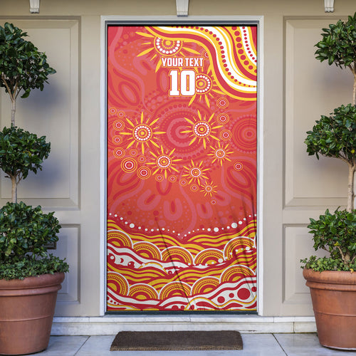 Personalized Gold Coast Suns Mascot Door Cover Aboriginal Dot Art - Dreamtime Football Mascot
