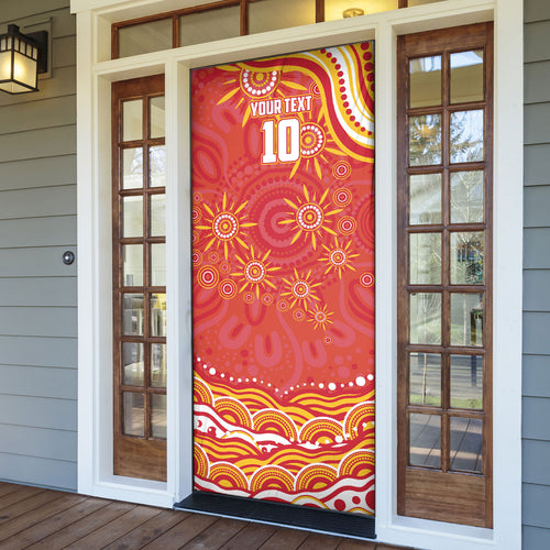 Personalized Gold Coast Suns Mascot Door Cover Aboriginal Dot Art - Dreamtime Football Mascot