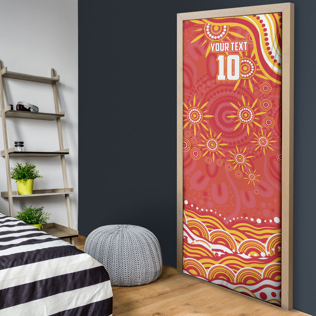 Personalized Gold Coast Suns Mascot Door Cover Aboriginal Dot Art - Dreamtime Football Mascot